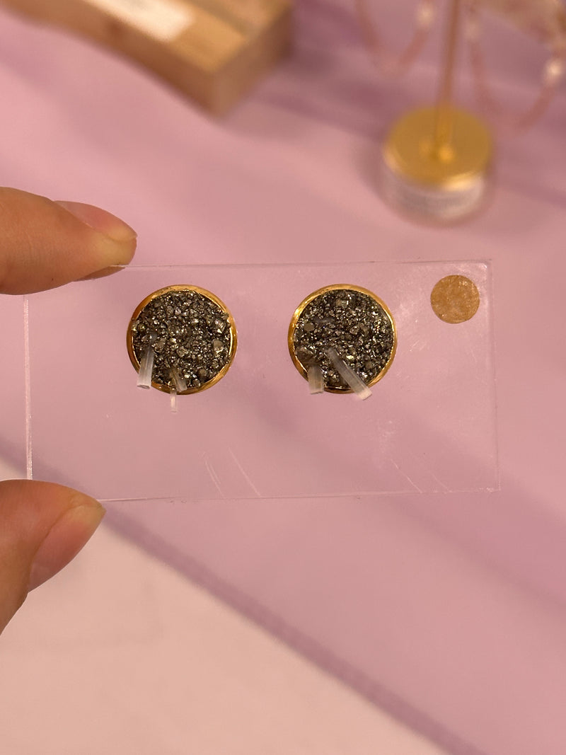 “Rawness” Selenite & Pyrite Studs