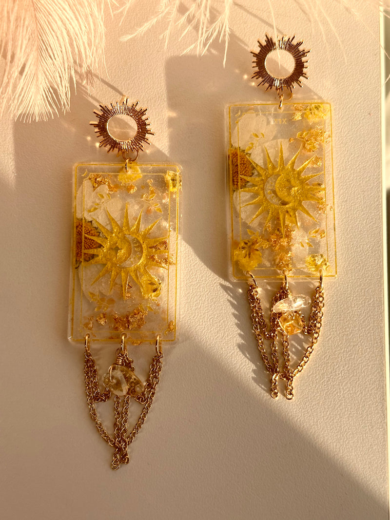 “The Sun” Tarot Card Carnelian and Citrine Earrings