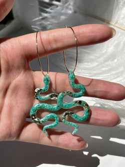 “The Feminine” Chrysocolla Lightweight Snake Hoops