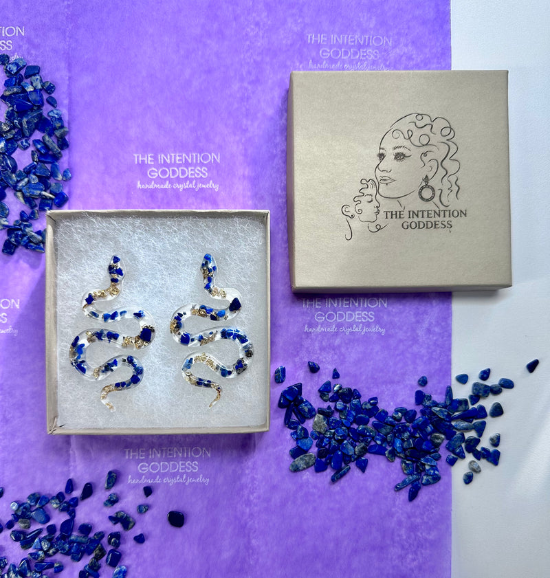 “The Feminine" Lapis Lazuli  Lightweight Big Snake Studs