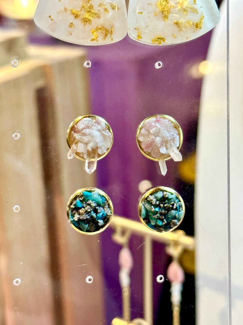 “Rawness” Chrysocolla & Pyrite Studs