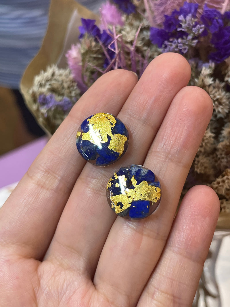 The Intention Goddess - 24k Gold Flakes Lapis Lazuli Studs