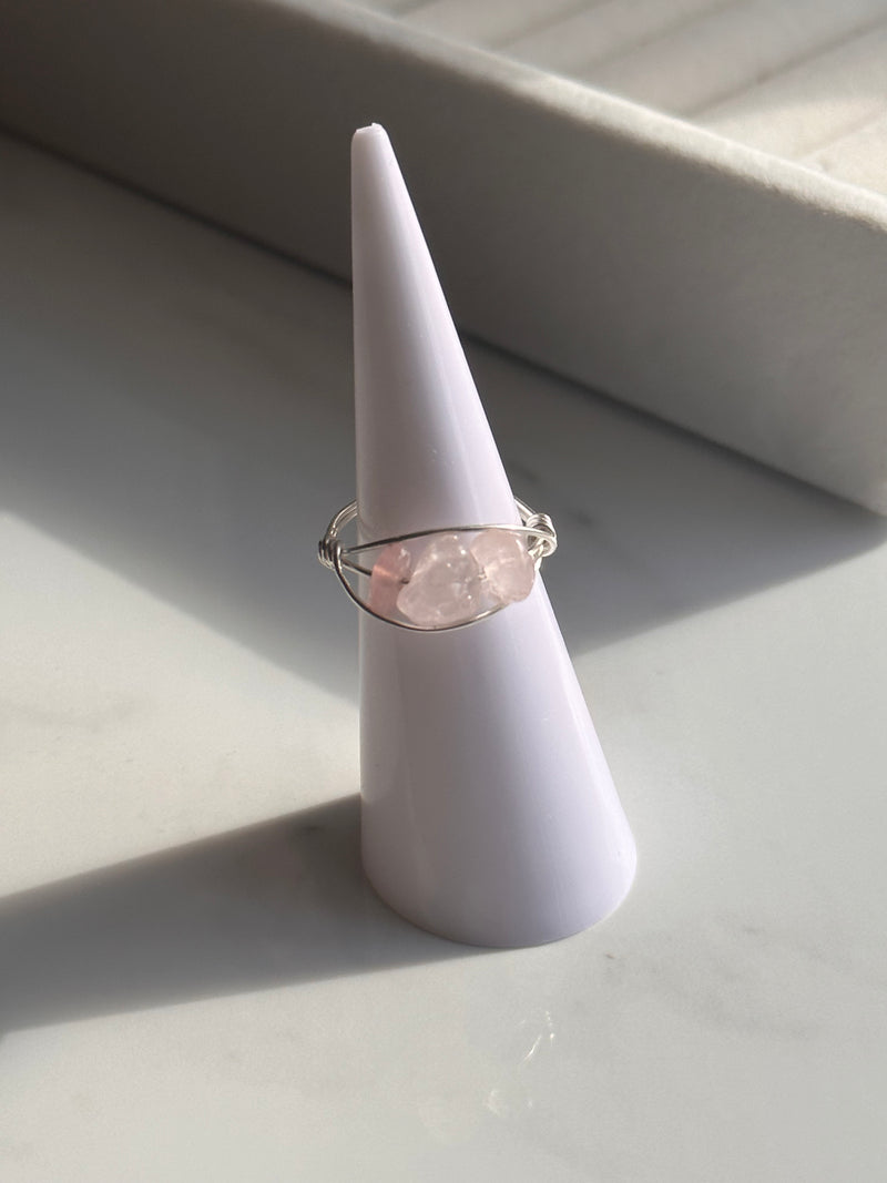 Rose Quartz Sterling SilverWire Ring