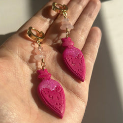 “Love Potion” Rose Quartz Huggies