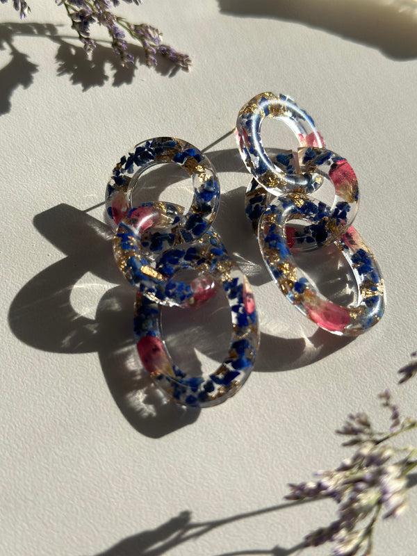 “The Viv” Lapis Lazuli and Dried Flowers Studs