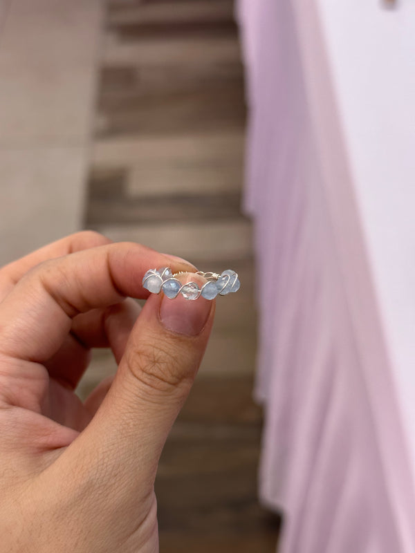 Aquamarine Sterling Silver Wire Ring