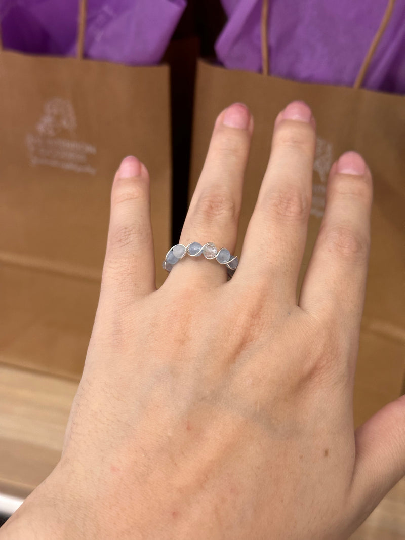 Aquamarine Sterling Silver Wire Ring
