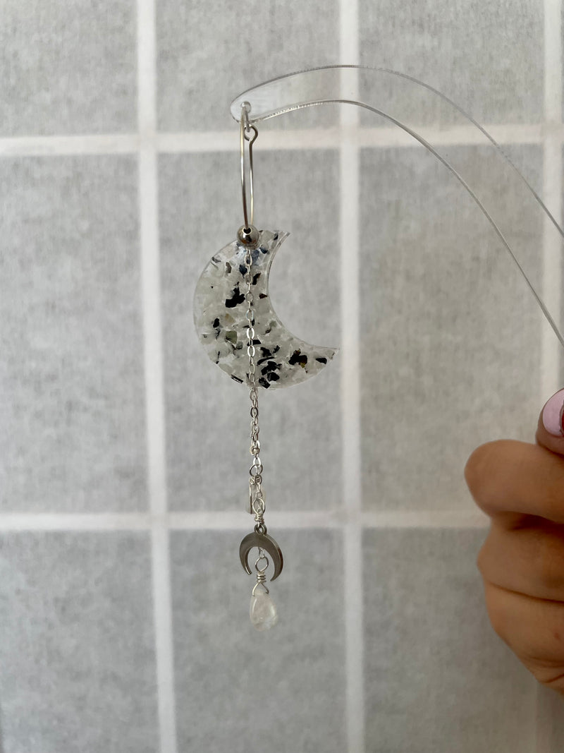 The Silver Moon Moonstone Sterling Silver Hoops