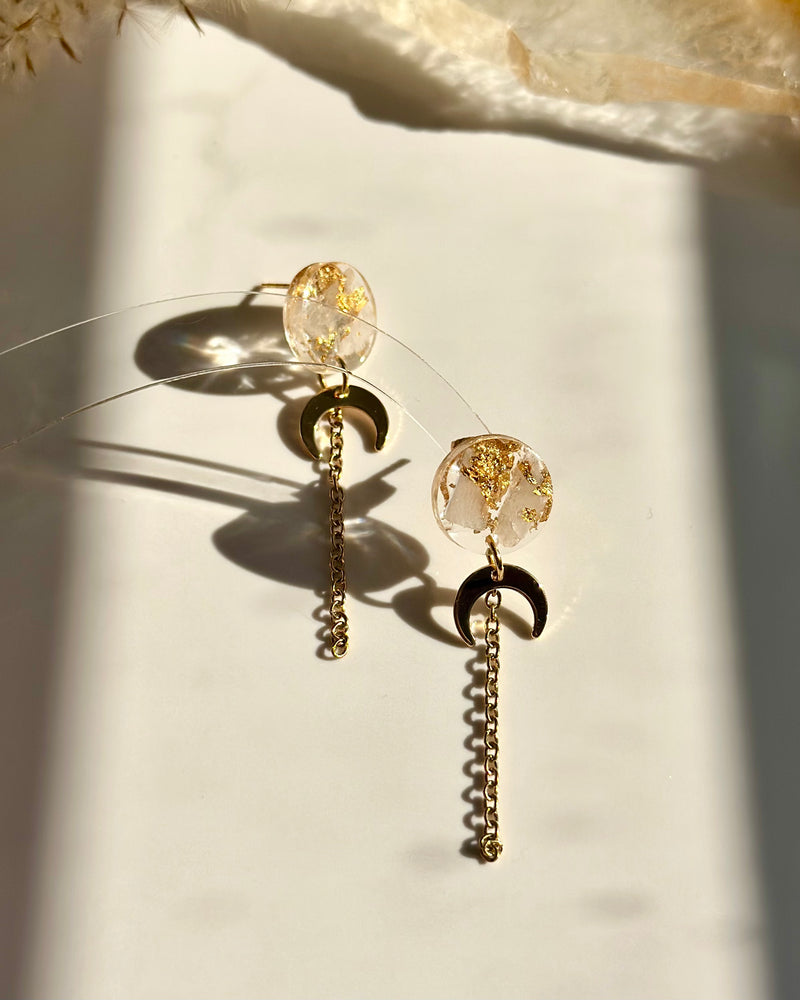 “Lunita” Rainbow Moonstone Studs