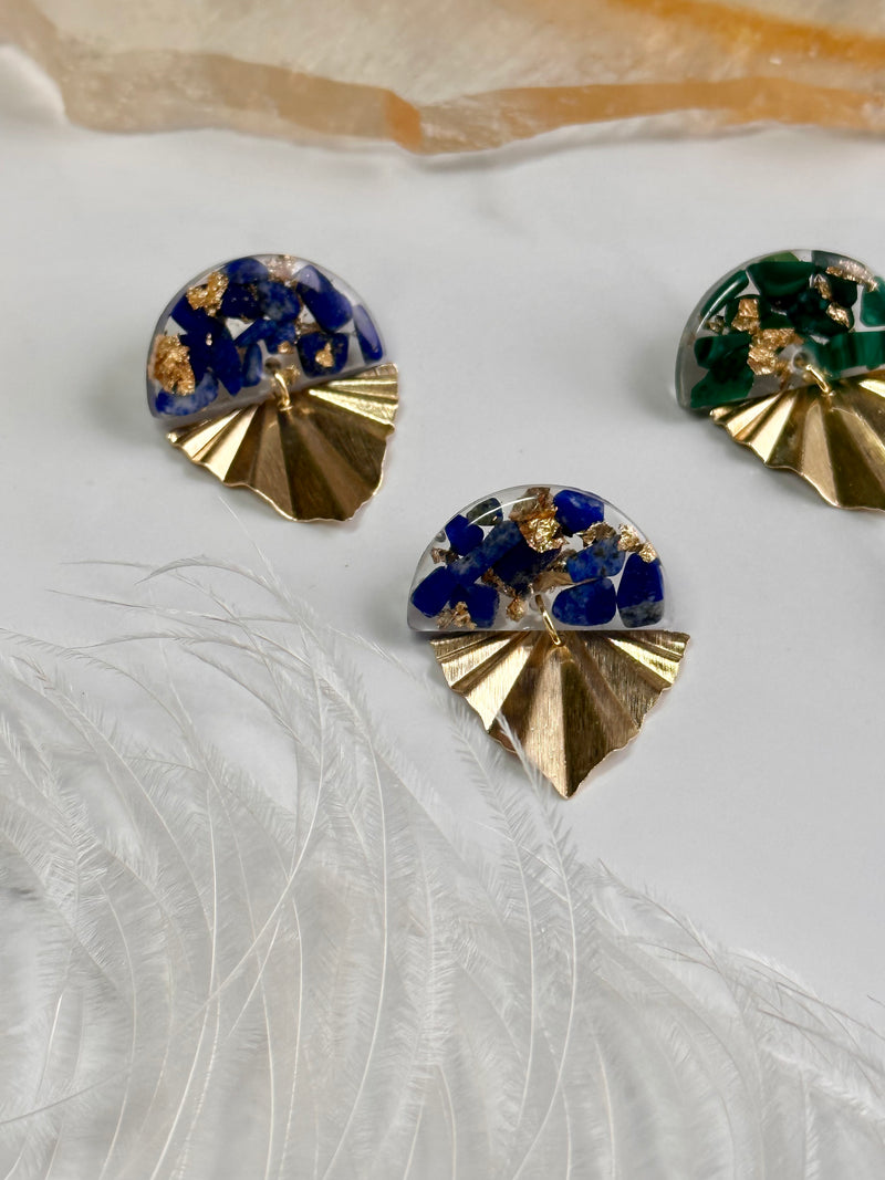 “Eleganza" Malachite & Lapis Lazuli Studs