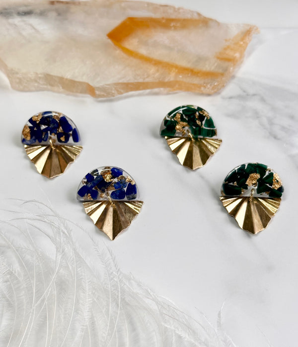 “Eleganza" Malachite & Lapis Lazuli Studs