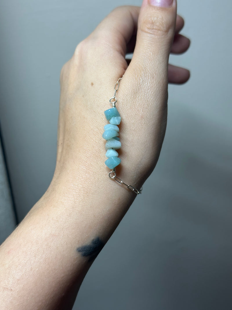 Amazonite Sterling Silver Chain Bracelet