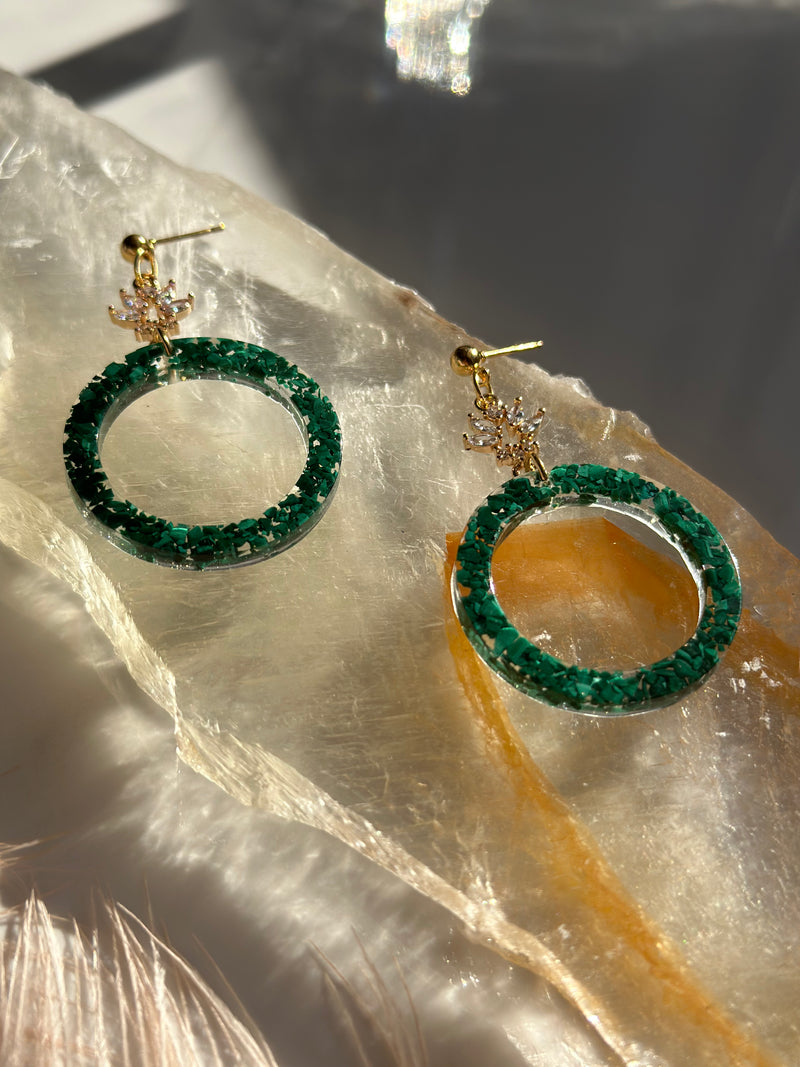 “The Valentina” Malachite Earrings