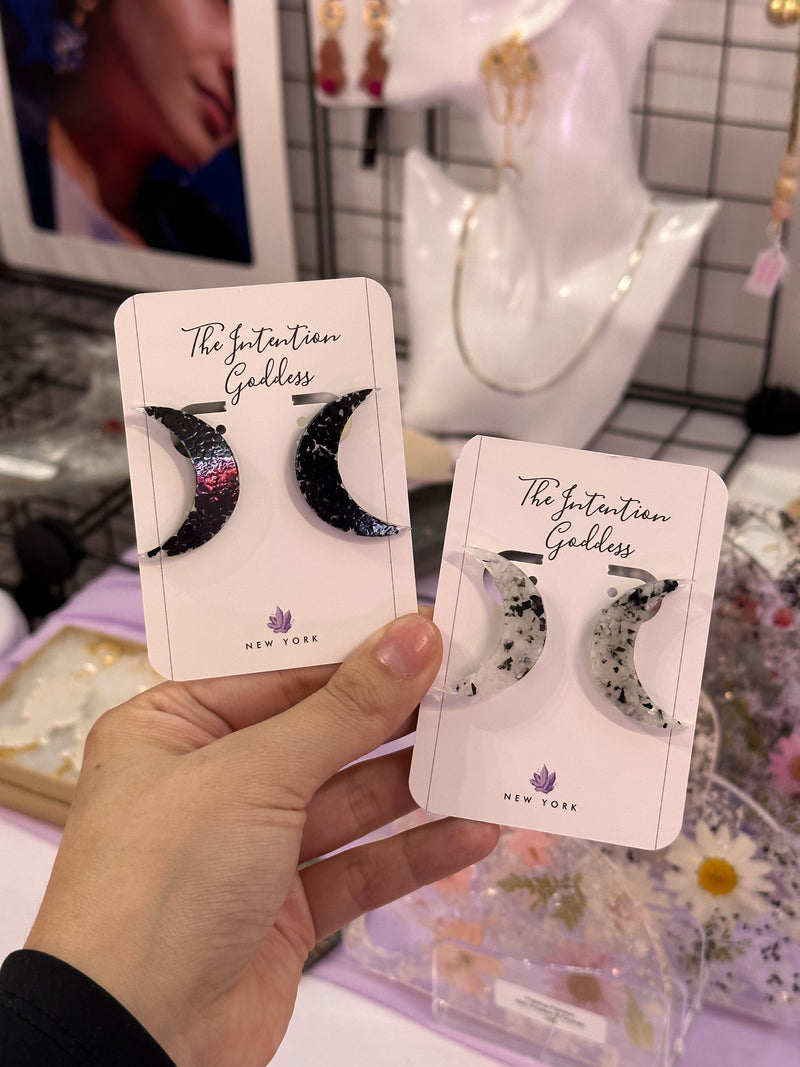 “La Luna” Moonstone Moon Studs