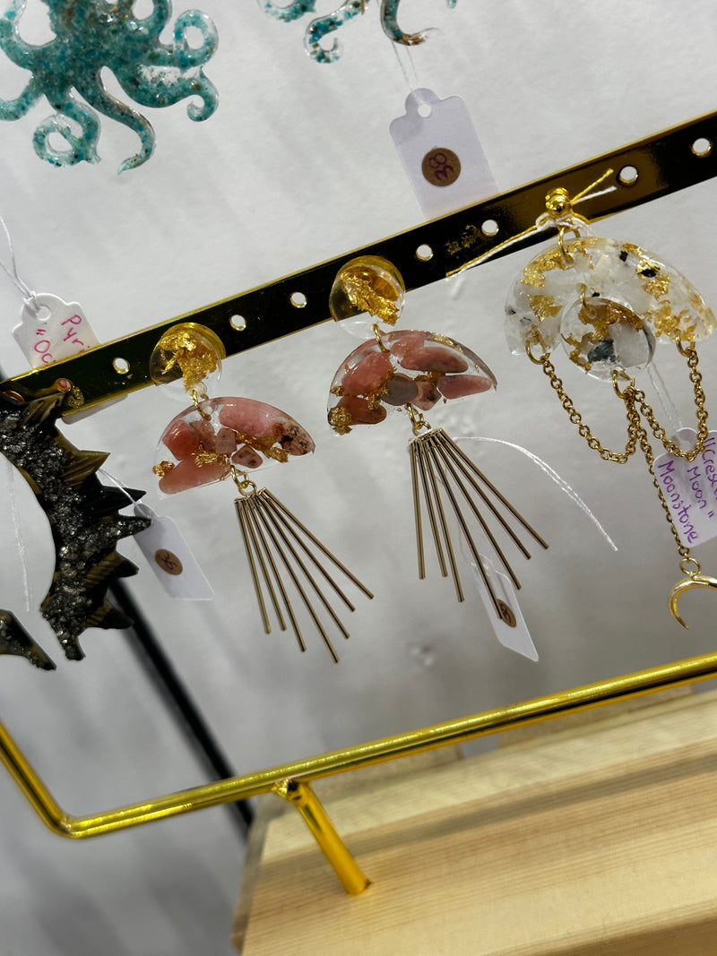 “Dimension” Rhodochrosite Studs