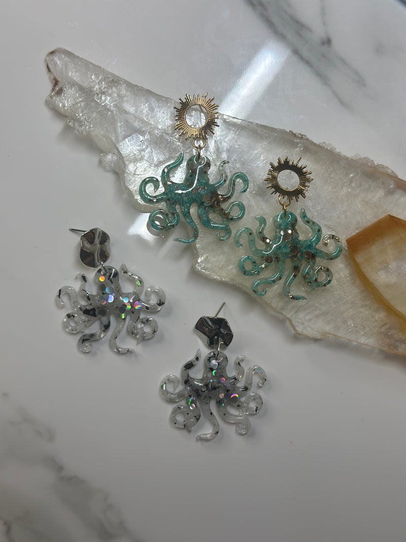 “Octopi” Moonstone Silver Earrings