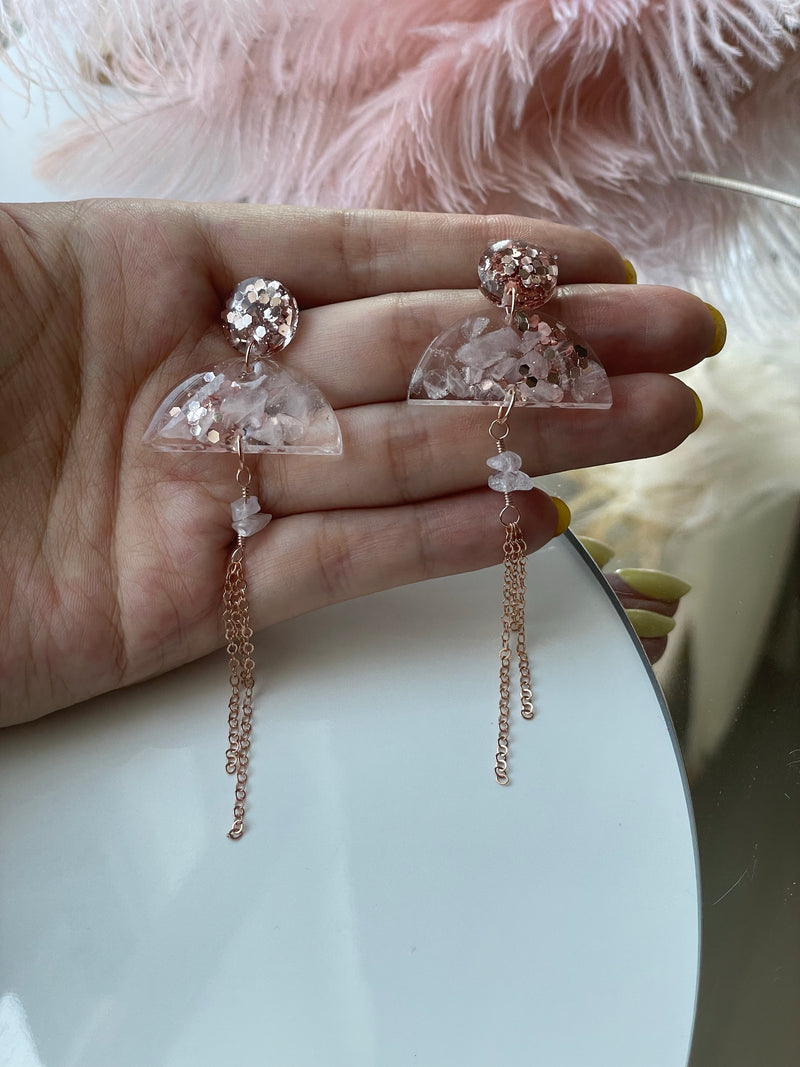 Rose Quartz 14k Rose Gold Filled Studs