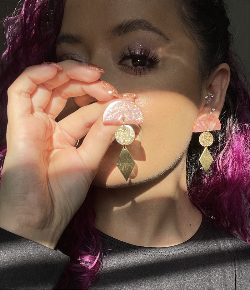 “Desert Sun” Rhodochrosite Studs