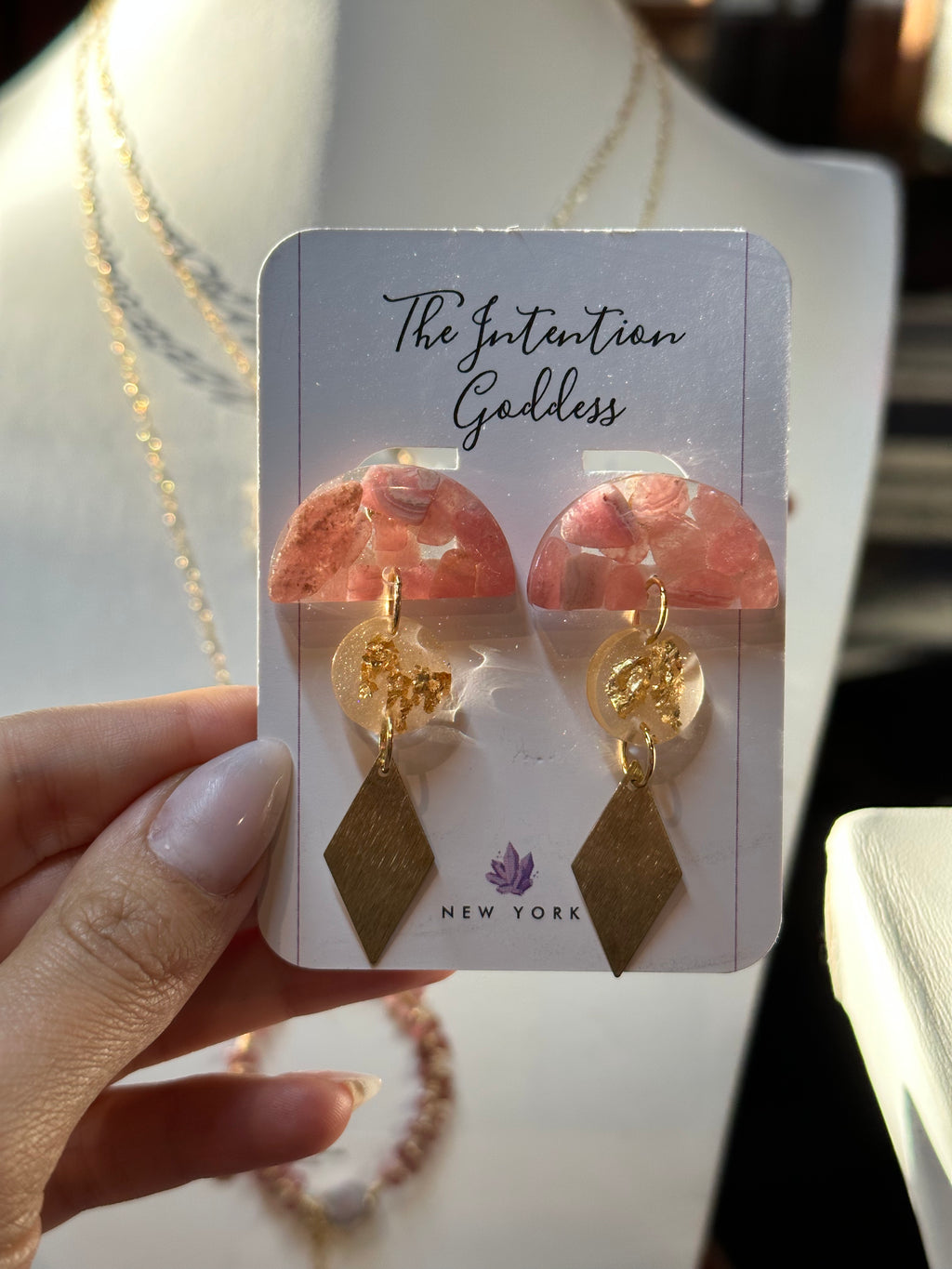 “Desert Sun” Rhodochrosite Studs
