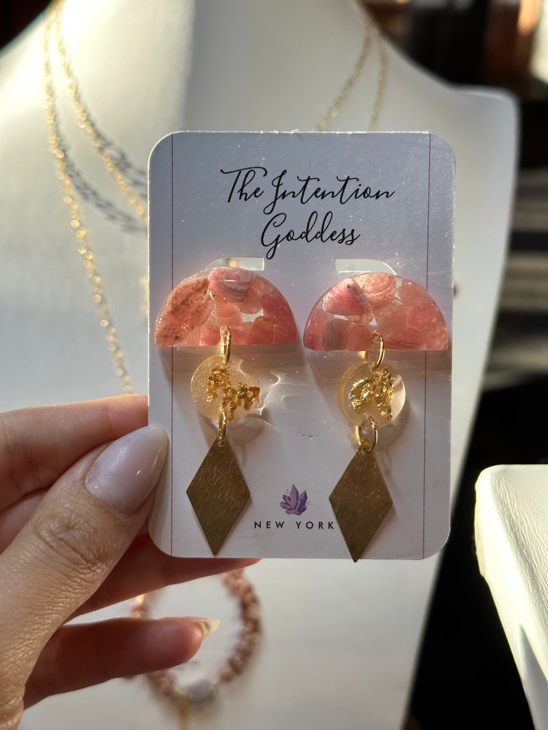 “Desert Sun” Rhodochrosite Studs
