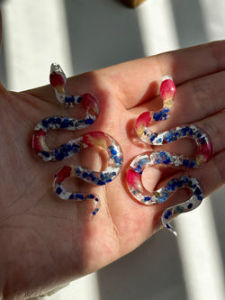 “The Feminine" Lapis Lazuli & Roses Lightweight Big Snake Studs