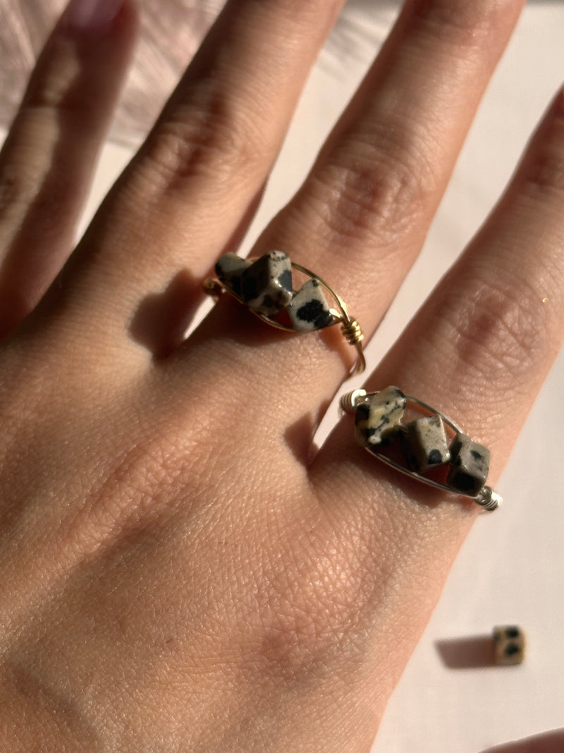 Dalmatian Jasper Gold Filled Wire Ring