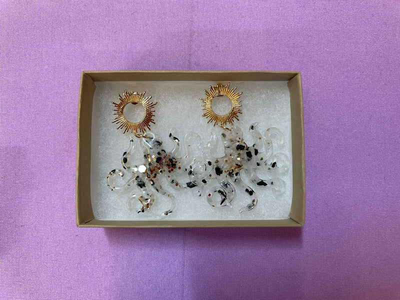 “Octopi” Moonstone Gold Earrings