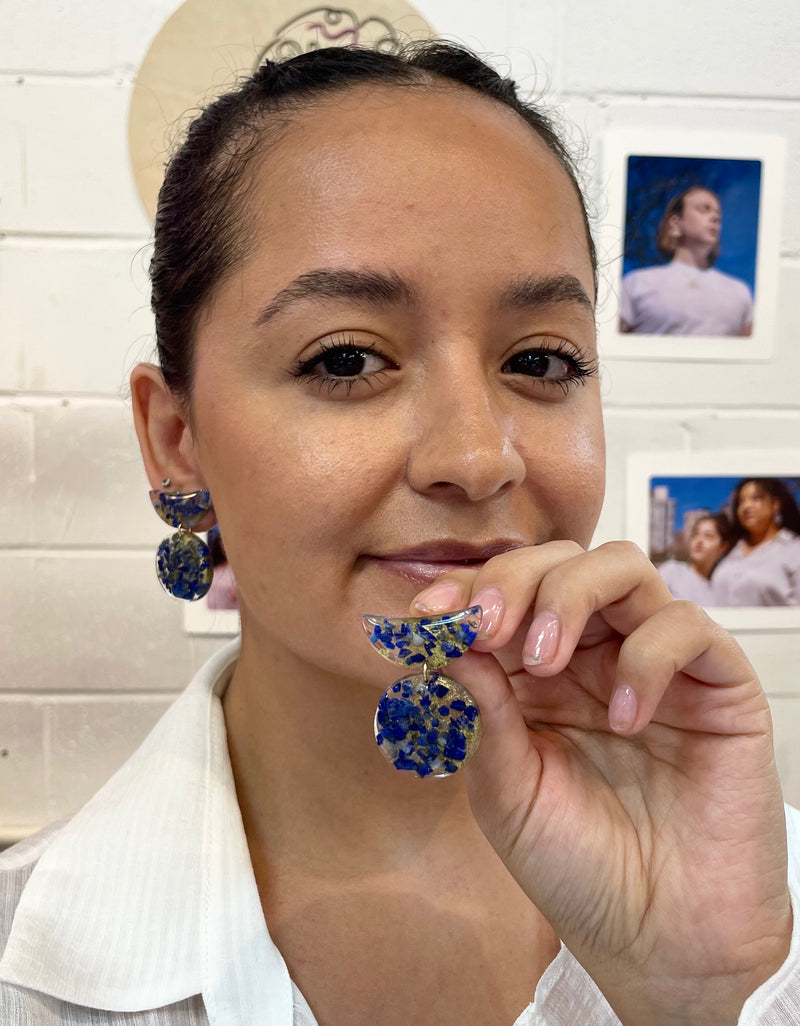 “Moon Cycle" Lapis Lazuli Moon Studs