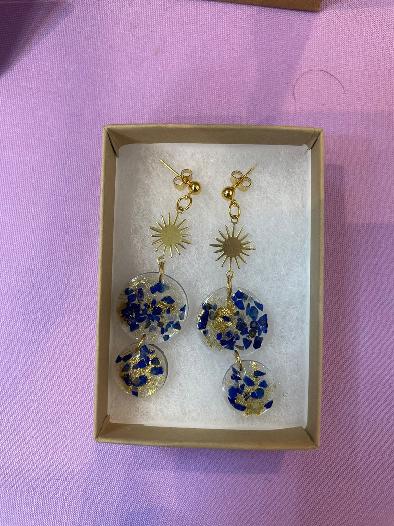 “Sun Ray” Lapis Lazuli Sun Earrings