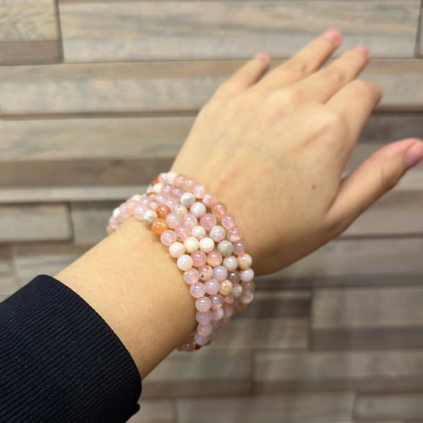Flower Agate / Cherry Blossom Elastic Bracelet