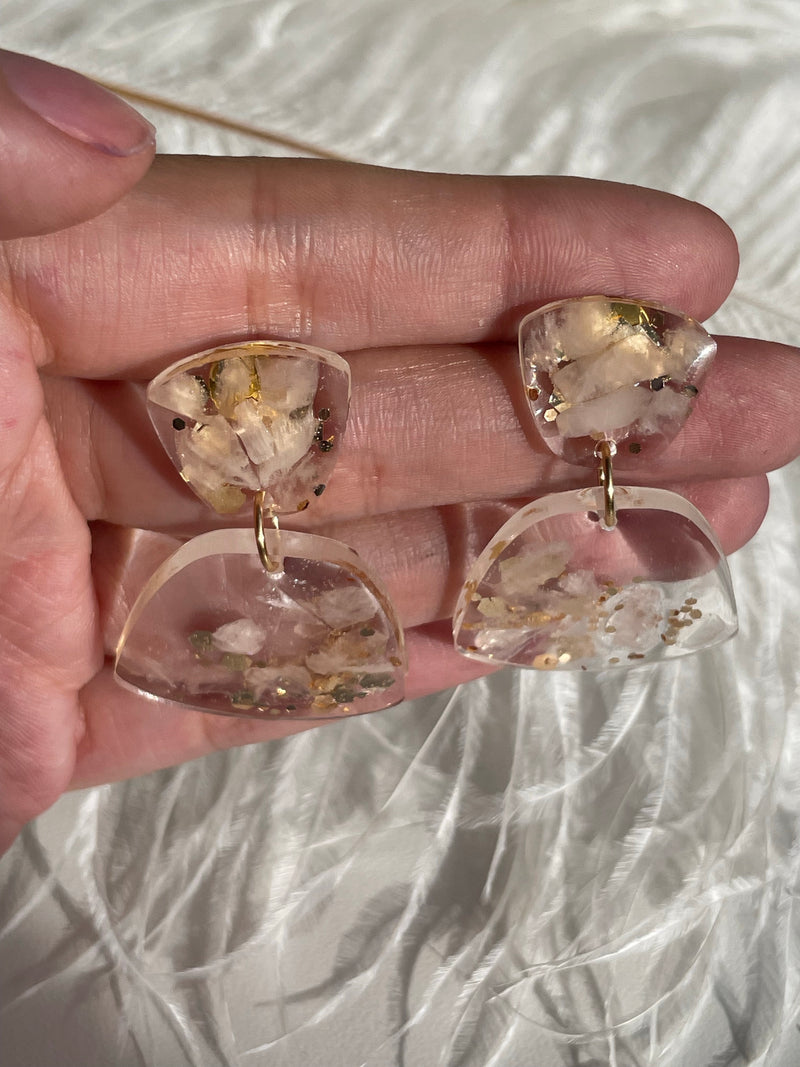 “Goddess of Abundance” Rose Quartz Dangle Studs
