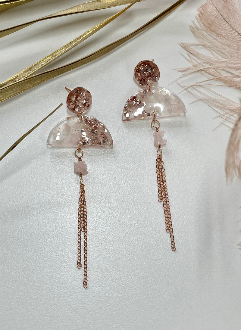 Rose Quartz 14k Rose Gold Filled Studs