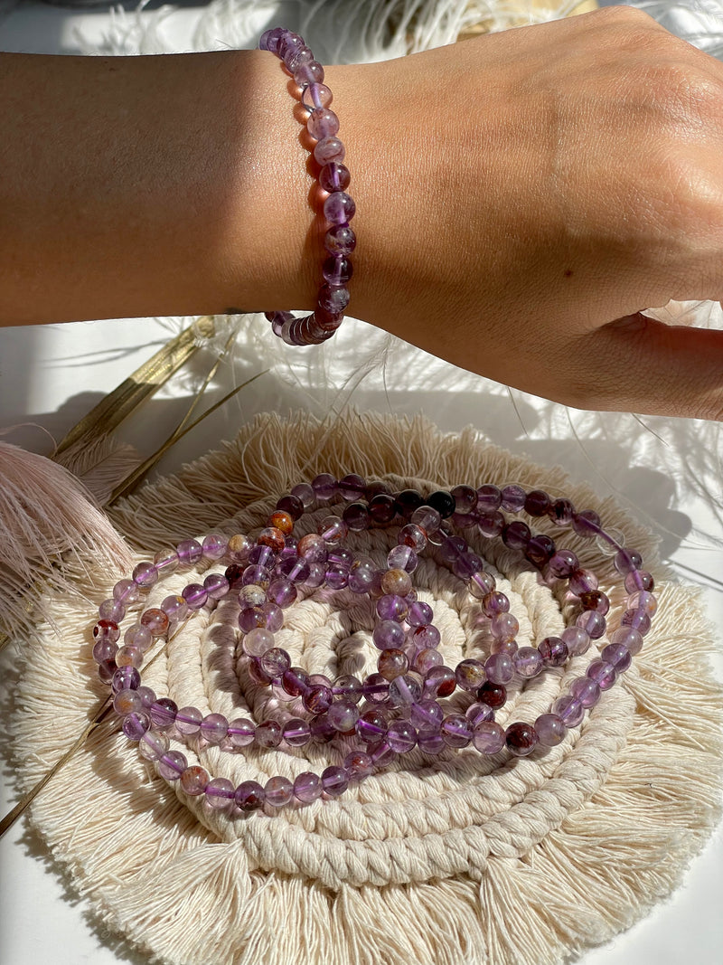 Natural Super Seven 6mm 7.5” Crystal Healing Stretch Bracelet