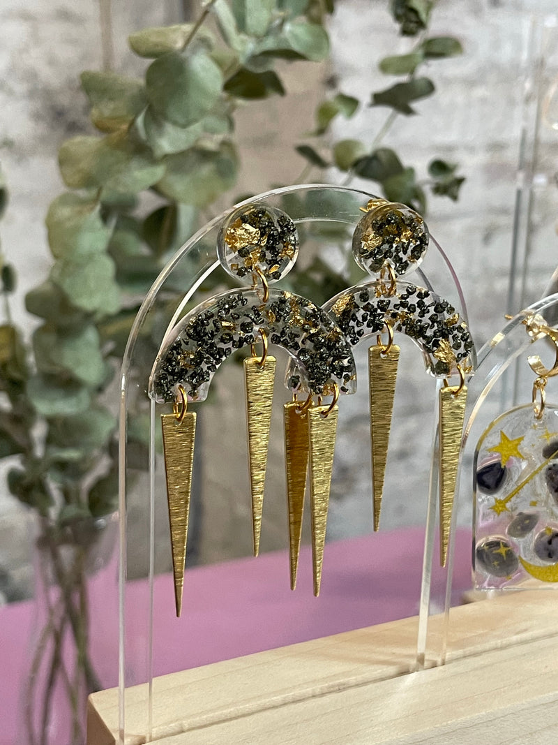 “Dangerous Woman” Pyrite Dangle Studs