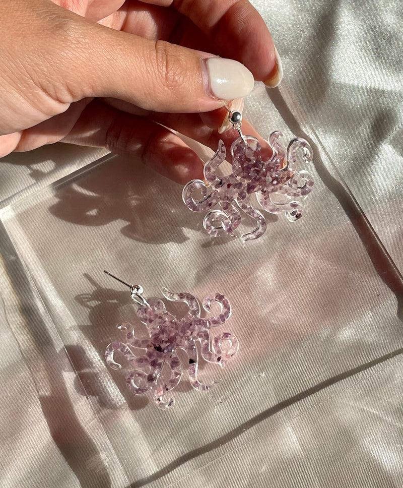 “Octopi” Lepidolite Hypoallergenic Earrings