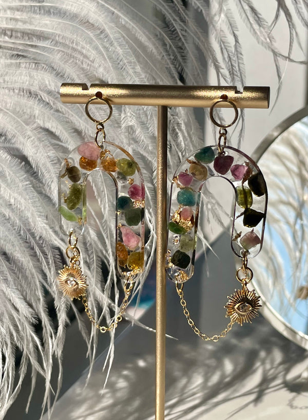 “Goddess of Abundance II” Watermelon Tourmaline Earrings