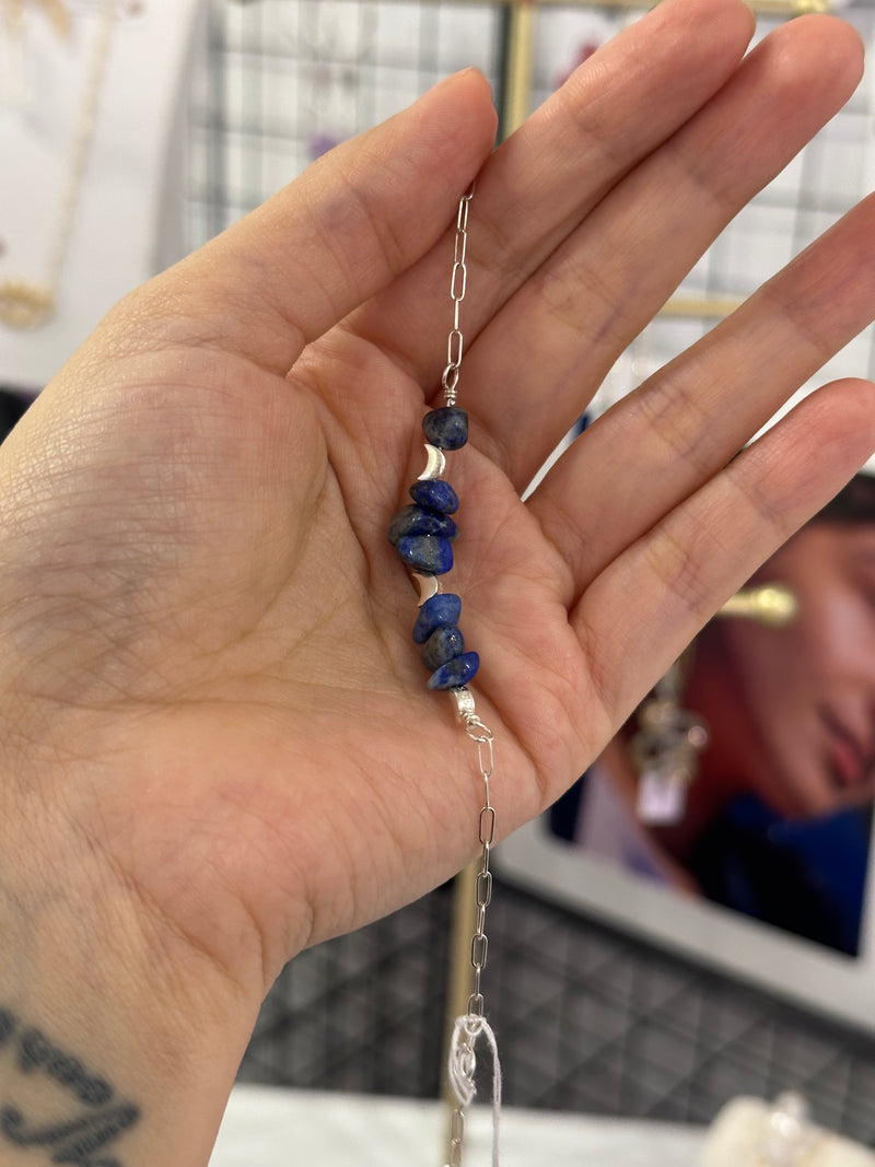 Lapis Lazuli Sterling Silver Chain Bracelet