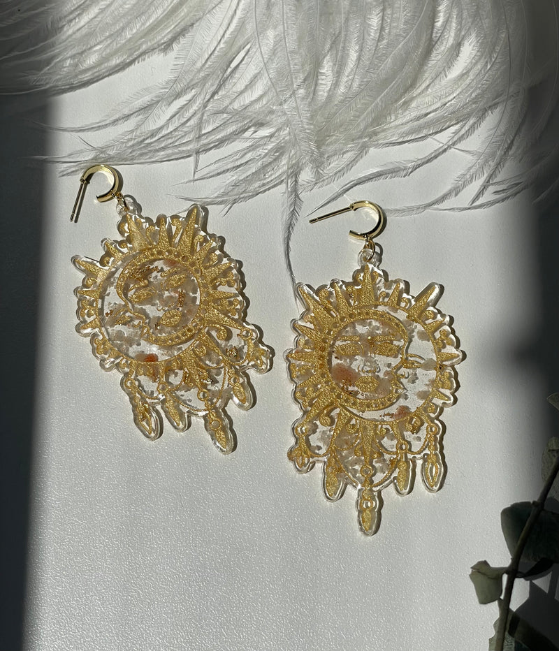 “Sol y Luna" Citrine & Sunstone Earrings