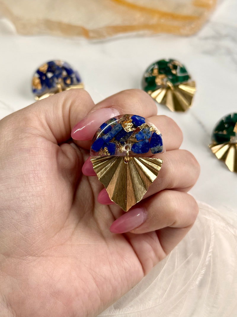 “Eleganza" Malachite & Lapis Lazuli Studs
