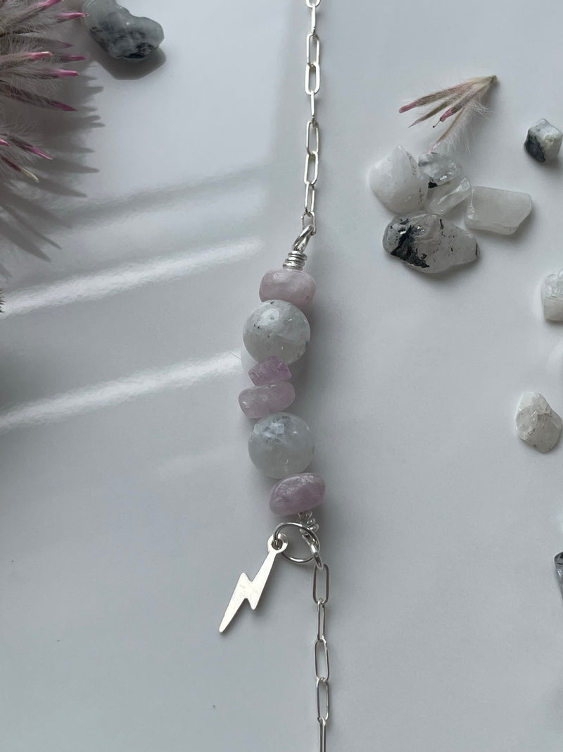 Kunzite and Moonstone Sterling Silver Bracelet