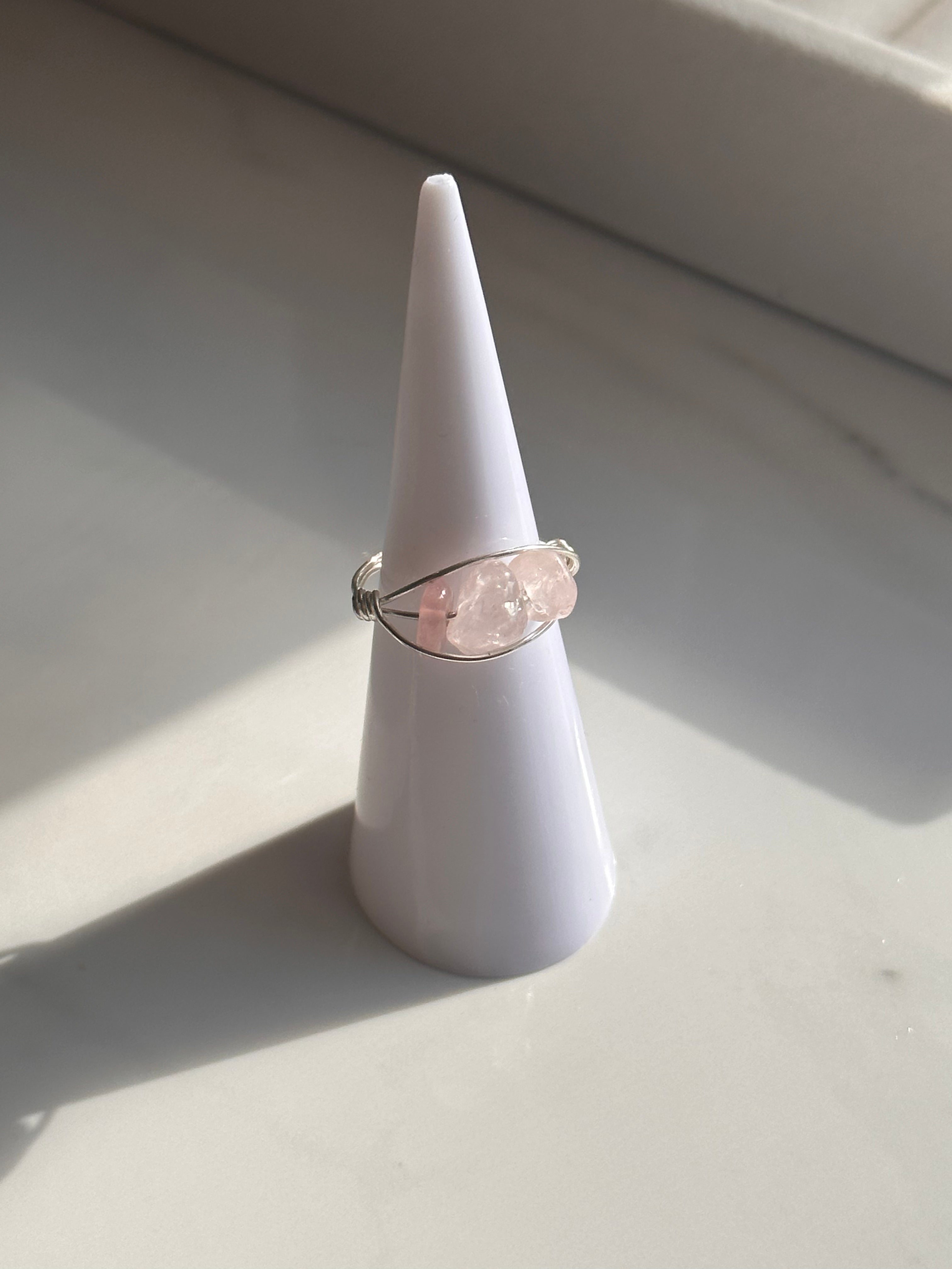 Rose Quartz Sterling Silver Wire Ring