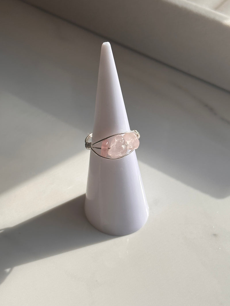 Rose Quartz Sterling SilverWire Ring