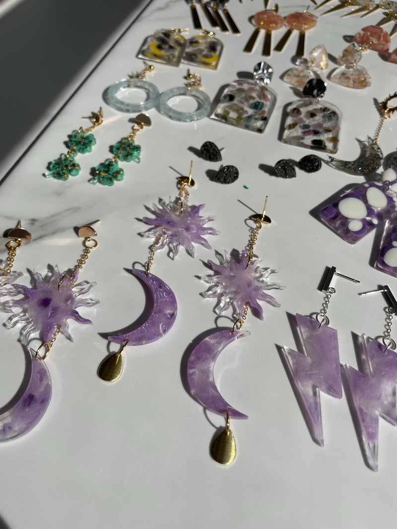 “Celestial Goddess” Purple Amethyst Chain Earrings