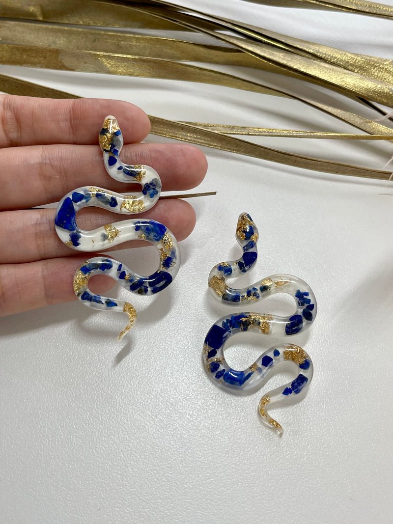 “The Feminine" Lapis Lazuli  Lightweight Big Snake Studs