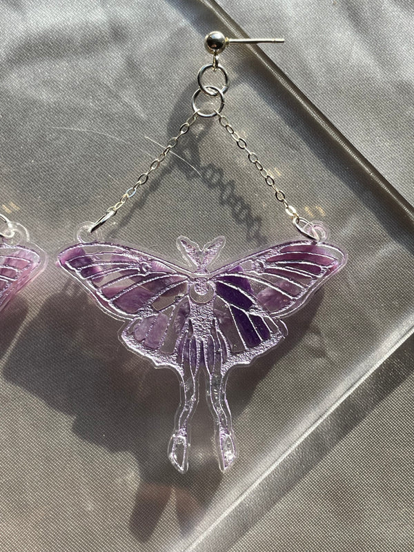 “Lunar Moth" Charoite Earrings