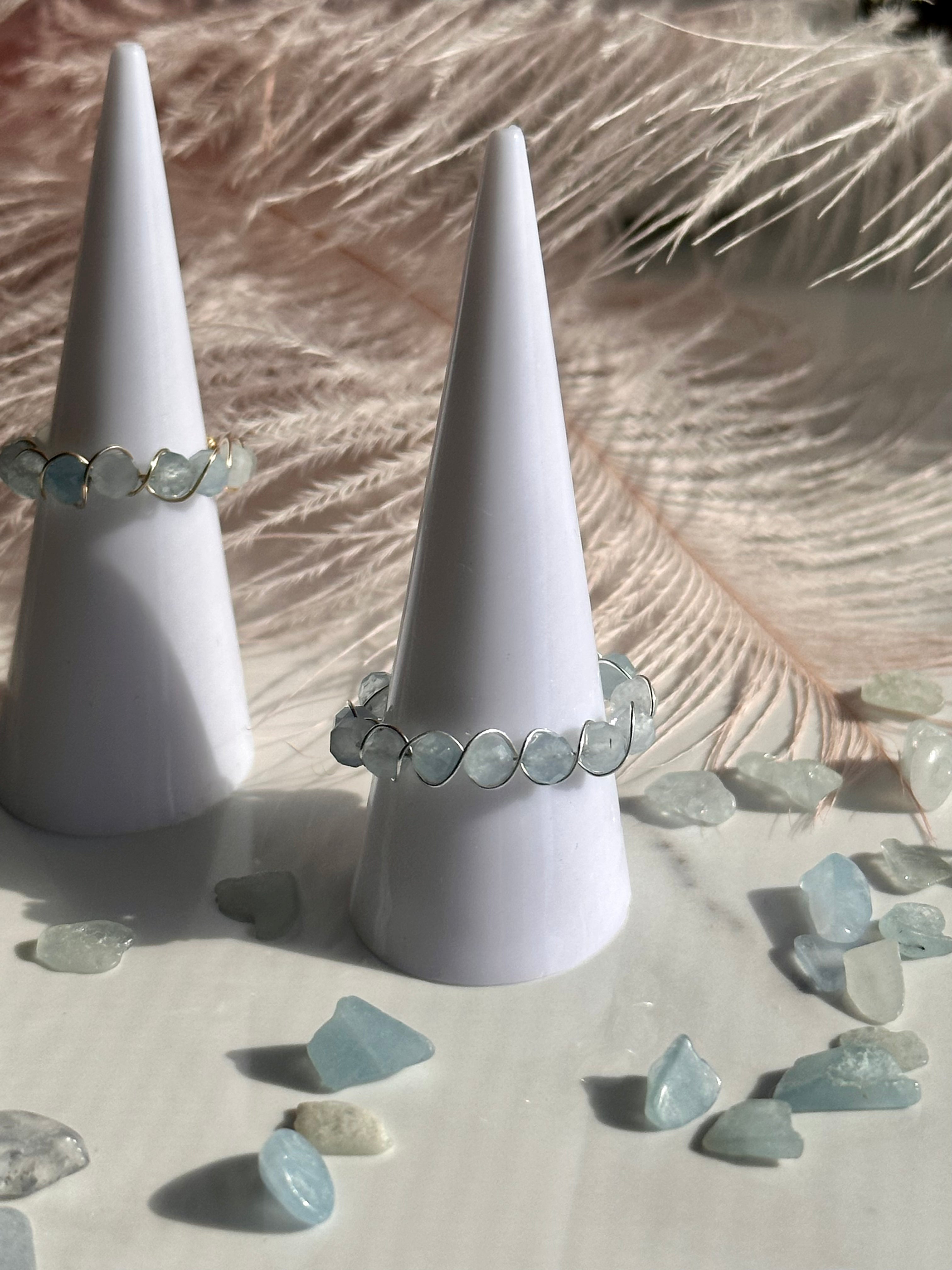 Aquamarine Sterling Silver Wire Ring