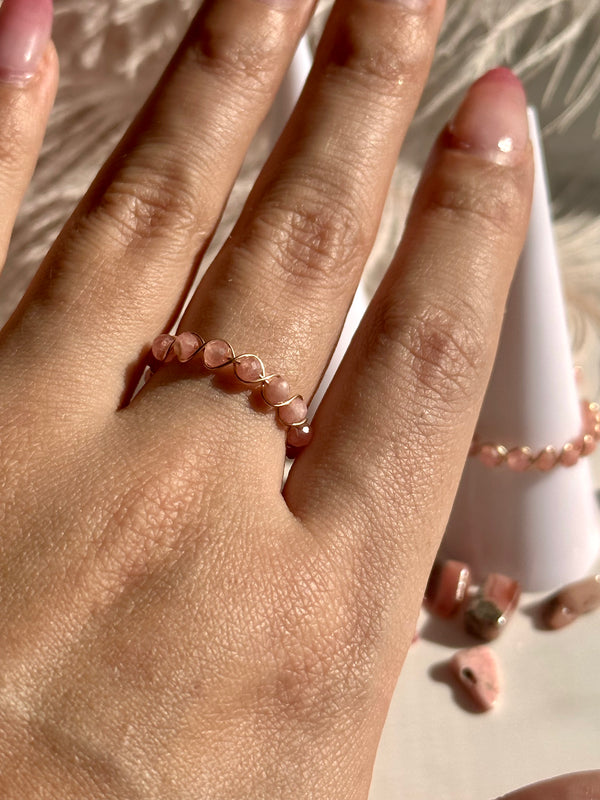 Rhodochrosite Gold Filled Wire Ring