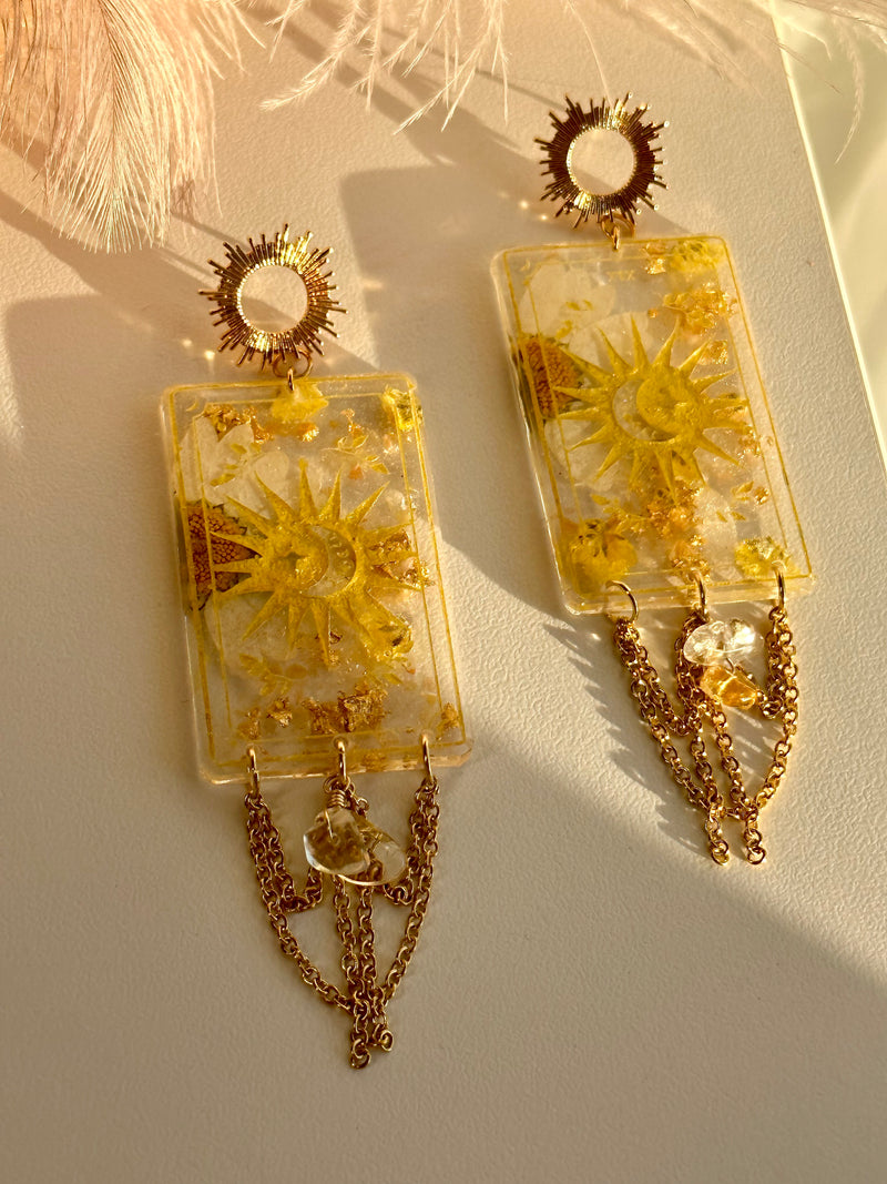 “The Sun” Tarot Card Carnelian and Citrine Earrings