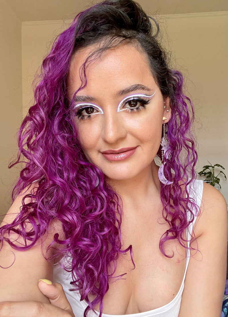 “Celestial Goddess” Purple Amethyst Chain Earrings