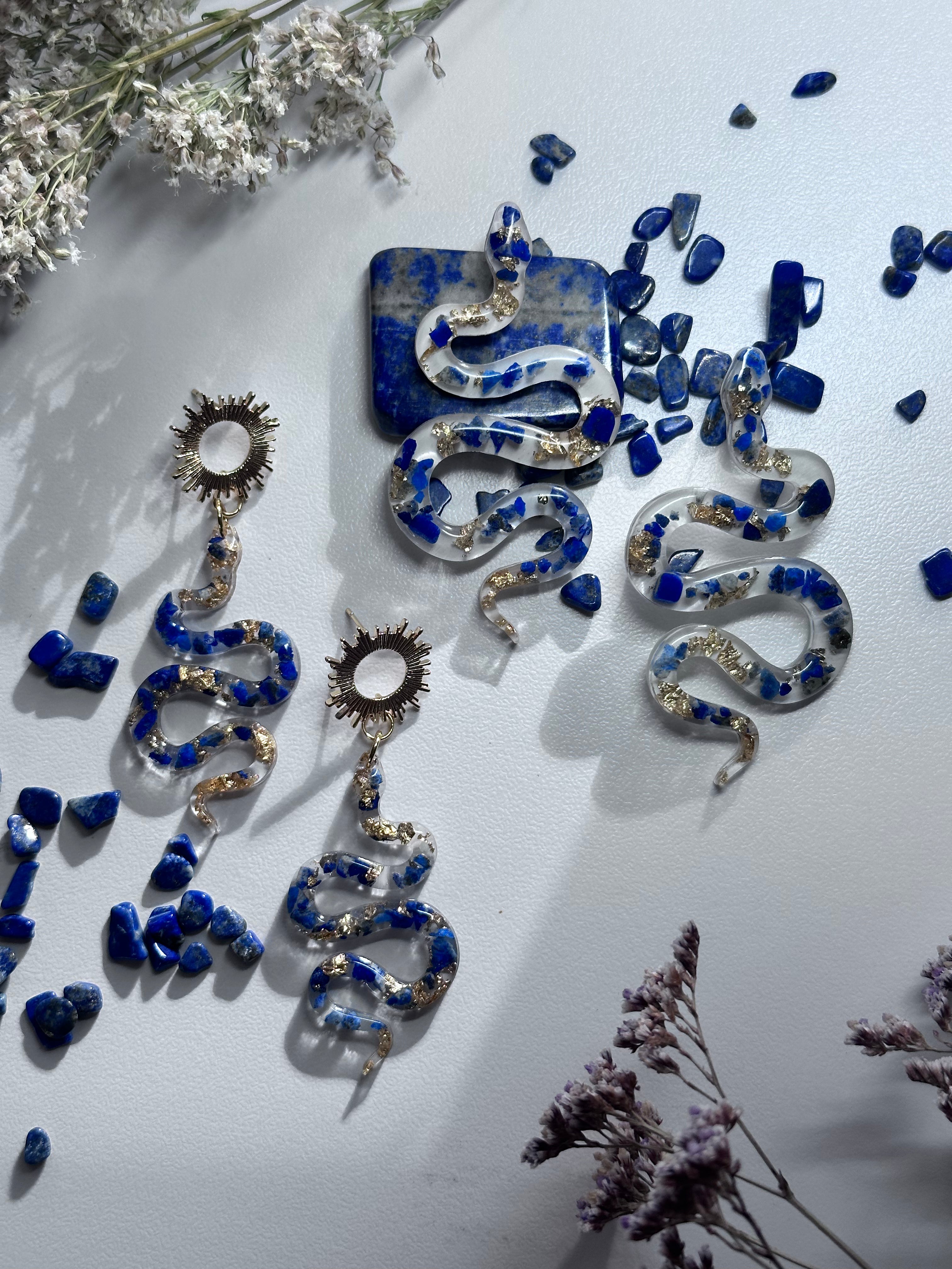 “The Feminine" Lapis Lazuli  Lightweight Big Snake Studs